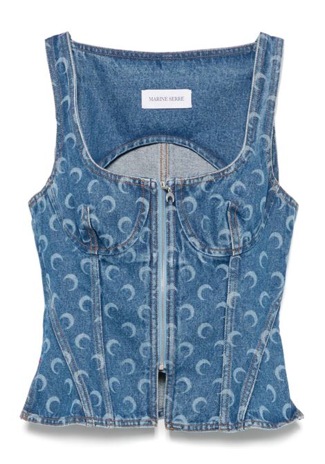 bustier top moon laser denim woman blue MARINE SERRE | WTO408A CDEN0002BL05
